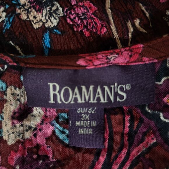 New 3X 30/32 Crinkled Flutter Maxi Dress Paisley Boho Festival Purple Floral - Picture 3 of 9